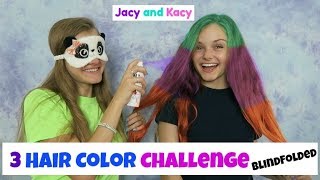 3 Hair Color Challenge  Blindfolded  Jacy and Kacy [upl. by Eissac]