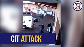 WATCH Armed thieves attack cashintransit guards in Boksburg [upl. by Chard791]