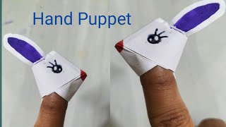 Easy Hand puppetPaper Rabbit hand puppet craftHand puppet DIYkids school project [upl. by Arahc34]