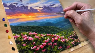 Painting Flower Mountain  Acrylic Painting  Correa Art [upl. by Sedda780]