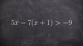 Solving a multi step inequality with distributive property [upl. by Aniara]