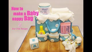 How to make a Baby nappy bag Cake  Baby shower bag cake [upl. by Gemmell]