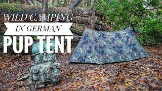 BUSHCRAFT WILD CAMPING Outdoors in German Army Flecktarn Pup TENT  BUSHCRAFT CAMP Cooking [upl. by Kinimod12]