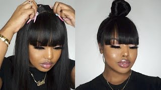 MUST HAVE Lace Front Wig With Bangs Protective Styles for beginners  MyFirstWig [upl. by Eelirem256]