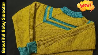 Knitting 6 Yrs Baby Sweater  Two Colours  Step by Step  Part1  Hindi  Jasbir Creations [upl. by Milburr]