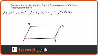 Vektorrechnung Bestimme Punkt D so dass ein Parallelogramm entsteht [upl. by Elrahc]