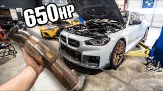 G87 M2 Downpipe Exhaust  Tune INSTALL  S58 Sounds INCREDIBLE [upl. by Artinak]