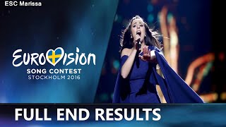 Eurovision 2016 l Final Ranking FULL END RESULTS [upl. by Gustav]