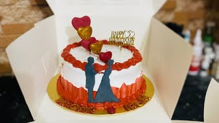 elegant anniversary cake 😍❤️  Full Tutorial  anniversarycake couplecake [upl. by Danie]