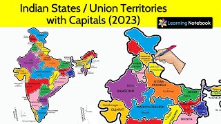 Indian States and Capitals 2023 । Union Territories and their Capitals on India Map [upl. by Caines368]