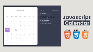 Modern Calendar with Todo in HTML CSS and JS Part 1  JavaScript Events Calendar [upl. by Kloman]