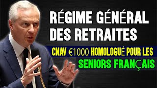 Régime Général Des Retraites CNAV €1000 homologué pour les seniors français [upl. by Ariet]