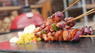 Delicious Bacon Satay Kabobs Recipe  Saté Ajam Recipe [upl. by Meer]