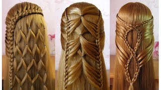 Coiffures simples et belles 🌷 facile à faire cheveux longsmi longs [upl. by Dorise724]