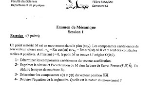 Examen 1 partie 1 Mécanique de point matériel S1ibn tofail SMPC SMIA ENSA MIPC MIP [upl. by Nivrem]