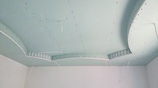 потолок из гипсокартона с круглыми бортиками Plasterboard ceiling [upl. by Verdi]