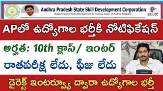 10th క్లాస్ ఇంటర్మీడియట్ అర్హతలతో APలో ఉద్యోగాలు భర్తీకి నోటిఫికేషన్  APSSDC Notification 2021 [upl. by Asennav962]