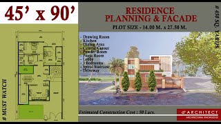 45 x 90 HOUSE DESIGN  450 SQ YARDS  3BHK HOUSE PLAN  ARCHITECTURAL PLAN PART 1 HOUSEPLAN [upl. by Osric]