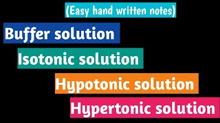 Buffer and isotonic solution [upl. by Reynold]