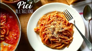 Pici AllAglione  Pastas Caseras Italianas  Salsa de Ajo y Tomates [upl. by Namrehs]