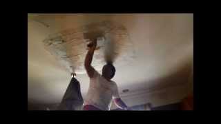 Plastering Repair of Large Hole in Plasterboard Ceiling [upl. by Azenav836]