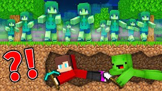 Mikey and JJ in Zombie Girl Apocalypse in Minecraft  Maizen [upl. by Corey]