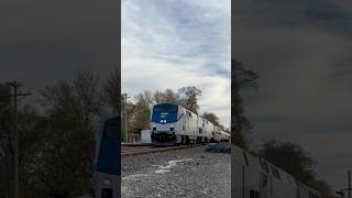 Amtrak 49 w friendly crew flies past Mishawaka nstrains nsrailfans amtrak railfan traintracks [upl. by Aihtnys]