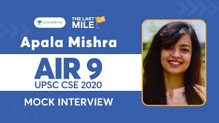 Apala Mishra AIR 9 UPSC 2020 Topper  Complete Mock Interview  IAS Rank 9 [upl. by Yniatirb921]