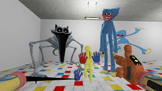 Nightmare CatNap amp Huggy Wuggy Chase 100 Players in Poppy Playtime Chapter 1 in Garrys Mod [upl. by Anelys]