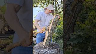 Hewing with a hatchet wood woodwork axe tools diy homestead bushcraft craft carving [upl. by Quintus]