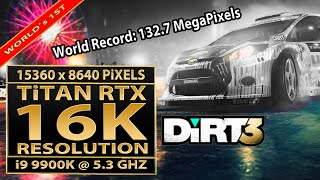 Dirt3  16K resolution benchmark  Titan RTX  15360x8640 pixels  16K gaming  Dirt3 16K  16K UHD [upl. by Elodia]