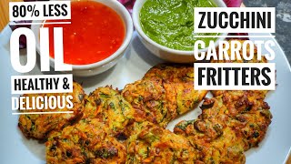 Air Fryer Zucchini Fritters  Courgette Fritters   Healthy 80  Less Oil  EktasKitchen [upl. by Lynnett]