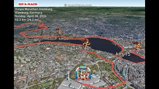 Haspa Marathon Hamburg 2024 fly over the marathon course Video of the race path [upl. by Jairia]