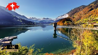 Golden Autumn in Switzerland 🇨🇭 Lungern Most Beautiful Places In Switzerland  Relaxing Walk [upl. by Ahtanoj]