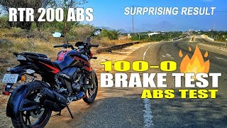 Apache RTR 200 ABS 1000 Brake Test🔥🔥🔥  Stopping Test  Ajith The Travel Buddy [upl. by Zephan]