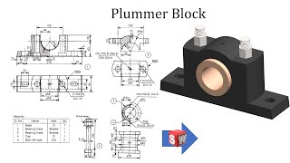 Plummer Block using SOLIDWORKS  Parts and Assembly  SOLIDWORKS tutorials for beginners [upl. by Alamaj193]