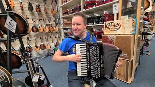 Mark playing a Fantini 72 Bass 4 Voice Accordion  Hobgoblin Music Birmingham [upl. by Nylorak865]