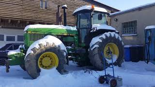 John Deere 4755 Cold Start 22°C DIESEL extreme Tractor Cold [upl. by Wilkey]