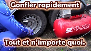 Gonfler regonfler ses pneus de voiture remorque tout seul avec un compresseur pneus dégonflés [upl. by Ecertap269]