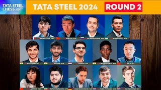 🔴 Round 2  Tata Steel Chess 2024  Ding Nepom Firouzja Giri Pragg Gukesh Abdusattorov Wei Yi [upl. by Bencion]