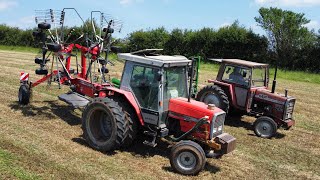 Classic and modern Massey Ferguson tractors grass harvest drone footage 2024 [upl. by Coppinger]