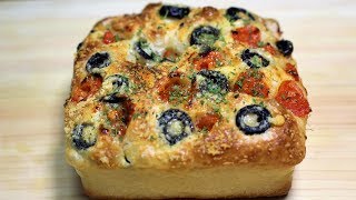 Black Olive amp Tomato Focaccia Bread Recipe [upl. by Yur]