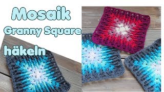 Mosaik Granny Squares häkeln Anleitung Decke Kissen etc Design von quotElements Calquot [upl. by Ahsener]