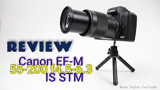 Review Canon EFM 55200mm f4563 IS STM [upl. by Yoreel]