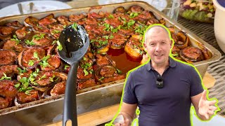 Auberginen  Kebab  Auberginen Röllchen  Gemüse im Gasgrill  Orientalisches Gericht [upl. by Ahsemak844]