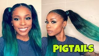 How to Slay Two Ponytails w weave  No GLUE  K Collection Hair [upl. by Reeher]