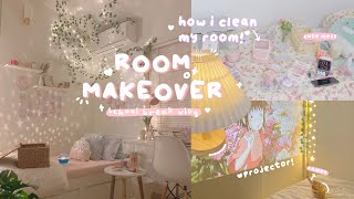 🏡vlog room makeover clean my room w me i got a projector phomemo printer amp more 🛋 [upl. by Phail]