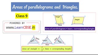 Basics of Areas of Triangles and Parallelograms  CBSE solutions for class 9 maths [upl. by Lebam]