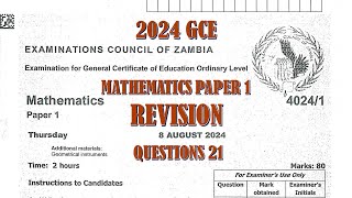 2024 GCE MATHEMATICS PAPER 1 QUESTION 21 [upl. by Reimer]