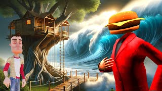 We Built a Treehouse Fort to Survive a TSUNAMI in Gmod Garrys Mod RP [upl. by Meerak548]